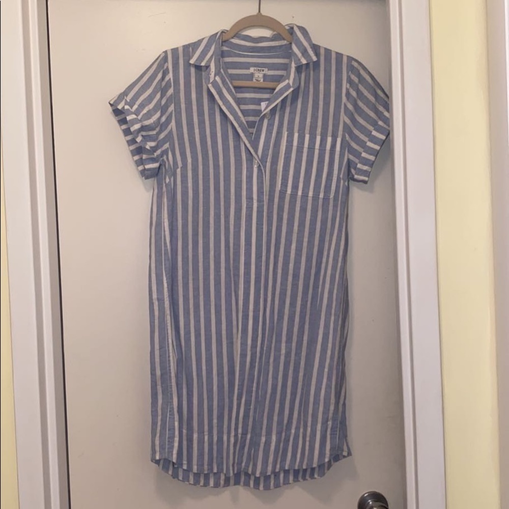 J Crew light blue and white striped loose fitting dress